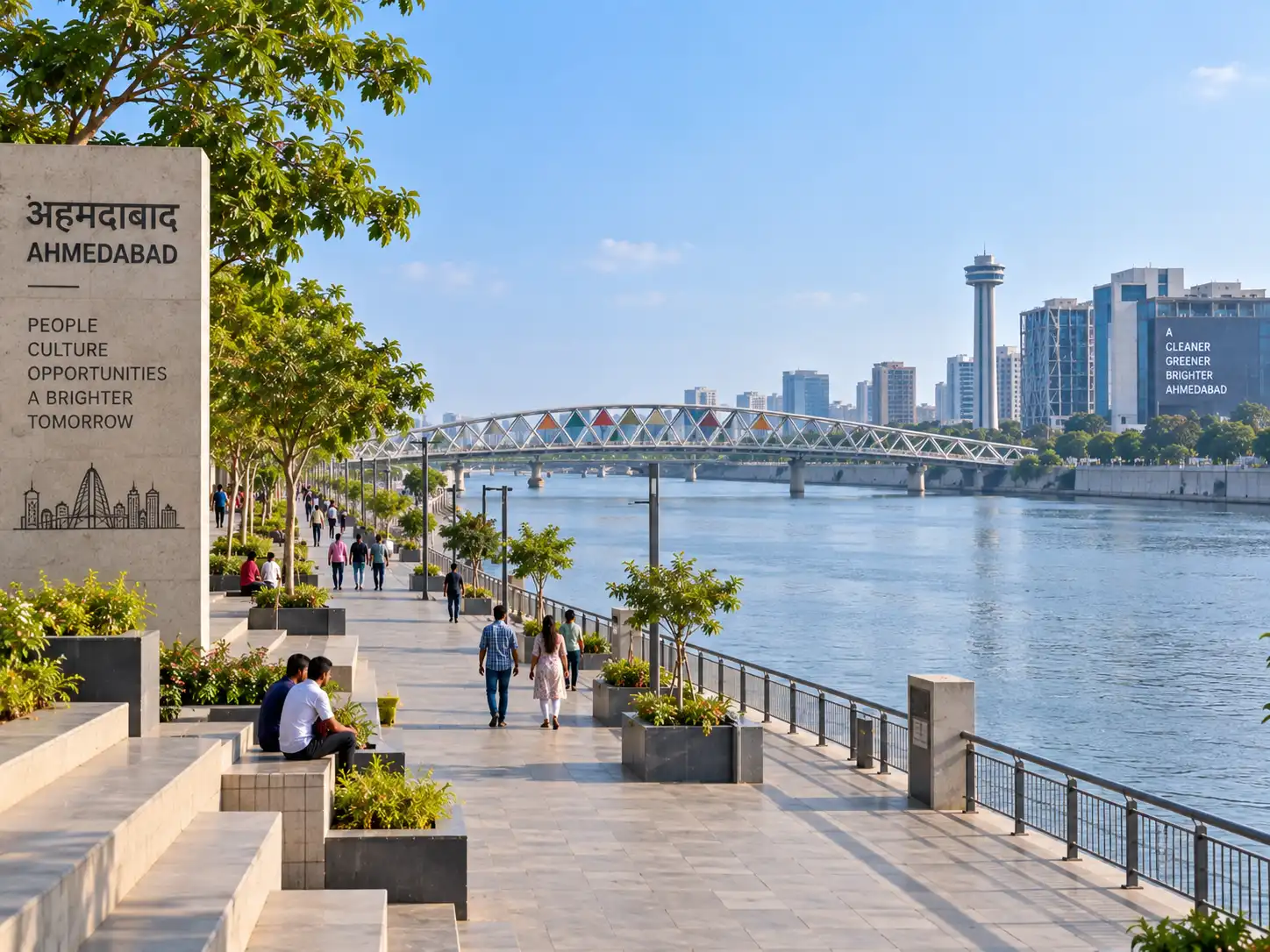Sabarmati Riverfront promenade in Ahmedabad