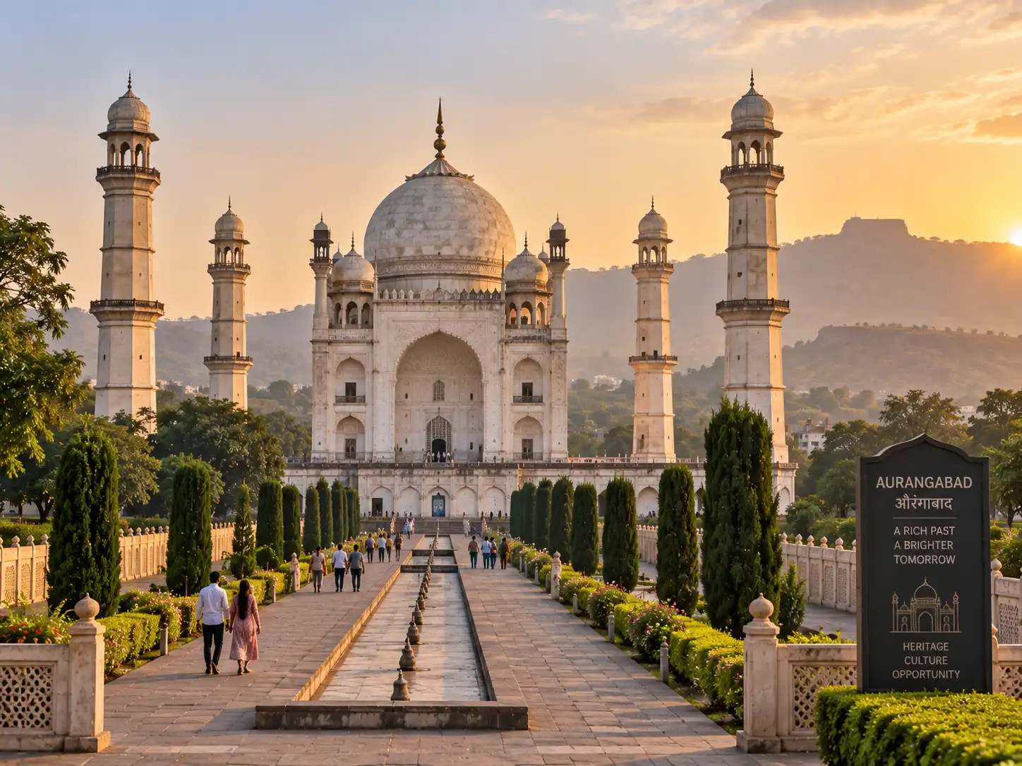 Bibi Ka Maqbara monument in Aurangabad at sunset