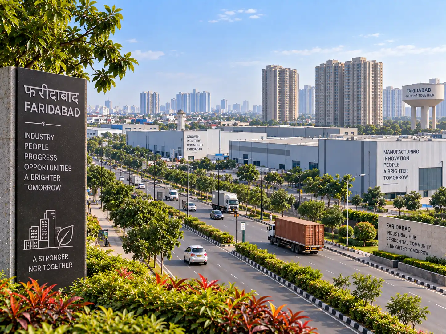 Industrial and residential skyline of Faridabad