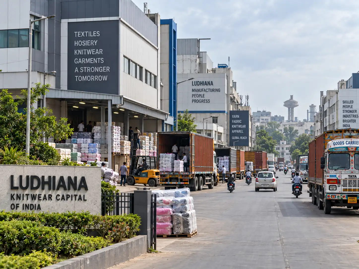 Textile and knitwear manufacturing street in Ludhiana