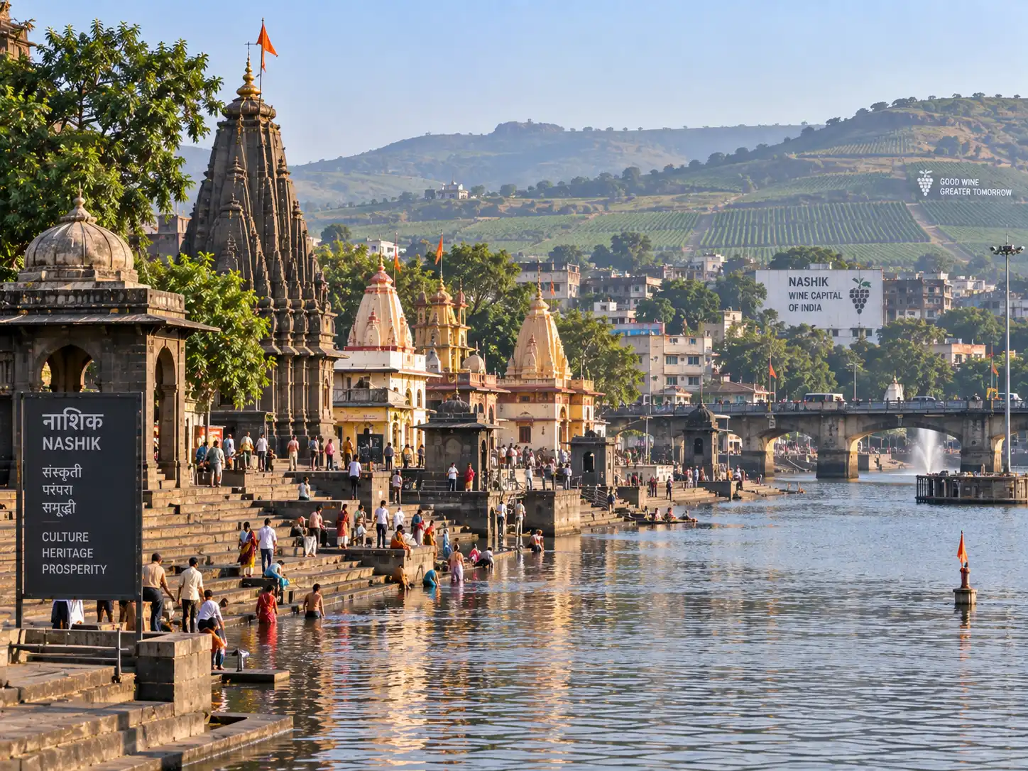 Godavari river ghats and temples in Nashik