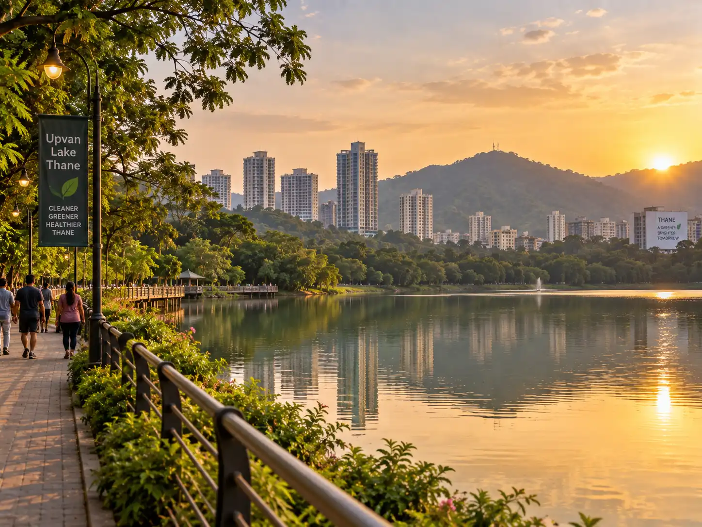 Thane creek skyline reflected at sunrise